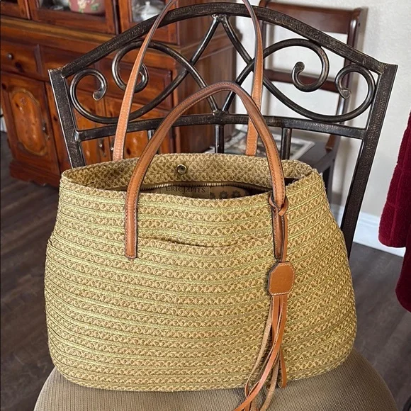 Eric Javits Tan Woven Bag - Picture 1 of 15